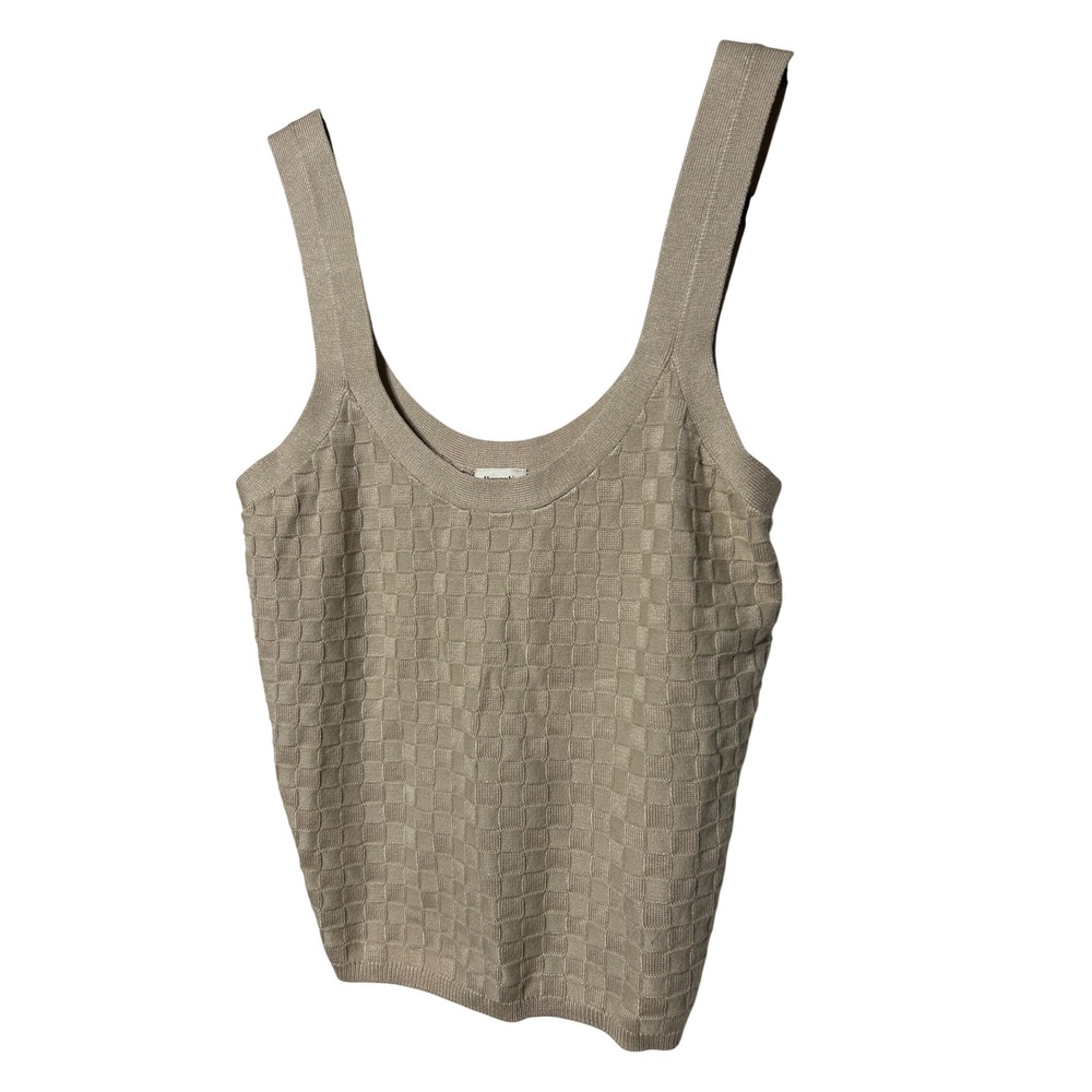 Abercrombie & Fitch Beige‎ Textured Checkerboard Knit Sweater Tank Medium NWT